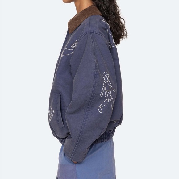Sea NY New York Demi Jacket - Embroidered Blue Bomber M - Picture 2 of 11